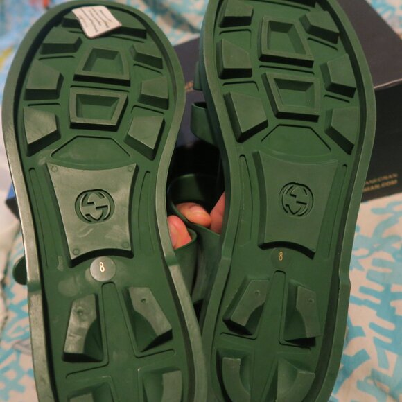 Gucci Double G Logo Rubber Fisherman Buckle Sandals Green Size 8 Mens Authentic main image 6